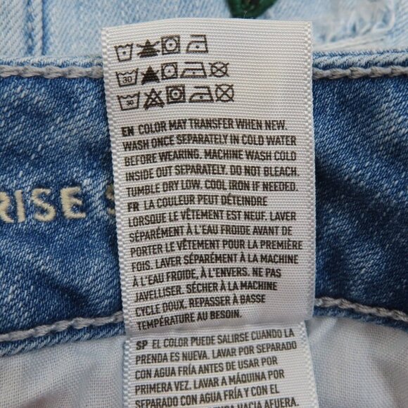 American Eagle Womens 4 Super Stretch Hi Rise Shortie Embroidered Roses Denim - Picture 8 of 9